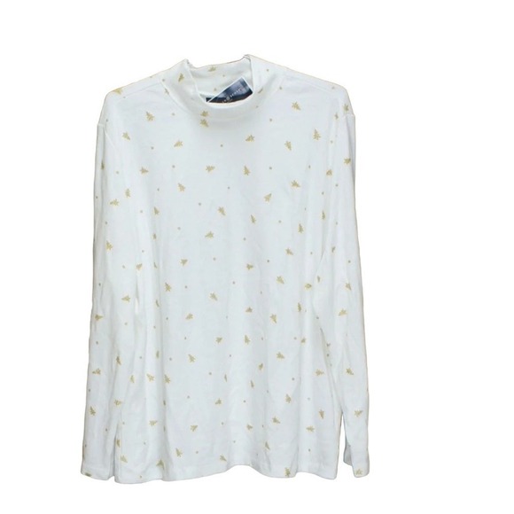 Karen Scott Plus Size Metallic Tree-Print Top Bright White 2X - Picture 3 of 4